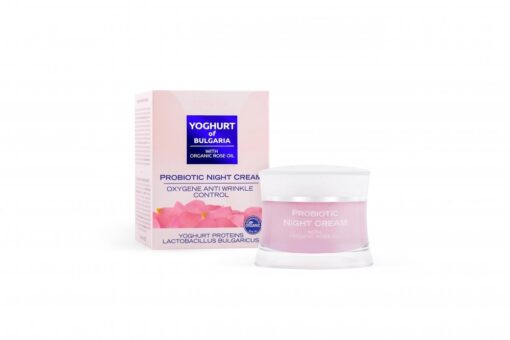YOGHURT OF BULGARIA Noční pleťový krém proti vráskám probiotický s organickým růžovým olejem 50 ml