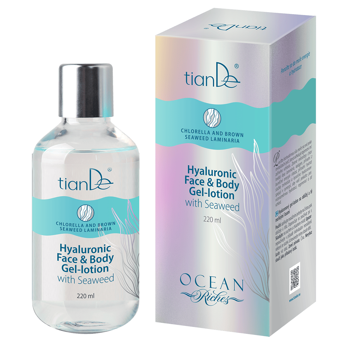 tianDe Hyaluronový gel-lotion na obličej a tělo s mořskými řasami, 220 ml