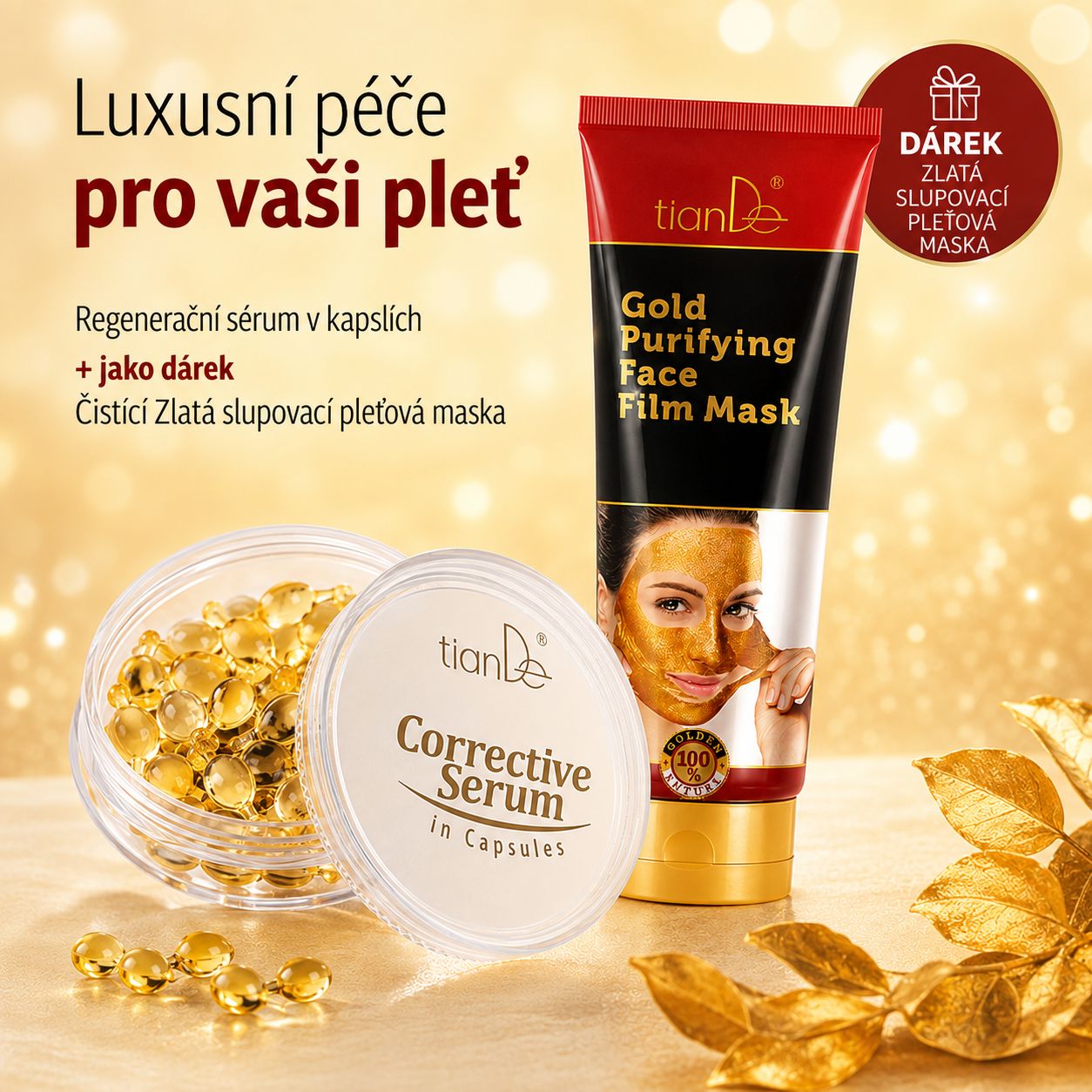 Regenerační sérum v kapslích + DÁREK Zlatá slupovací maska