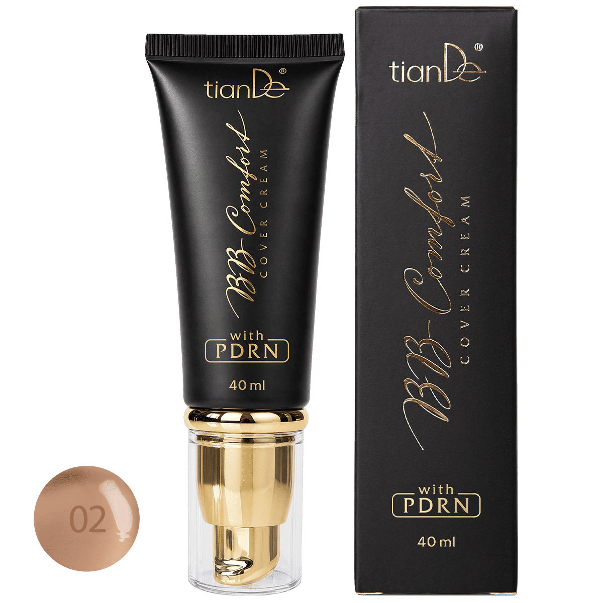 tianDe BB krém s PDRN „Komfortní krytí“, 40 ml, Karamel