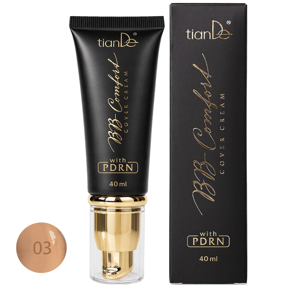 tianDe BB krém s PDRN „Komfortní krytí“, 40 ml, Skořice